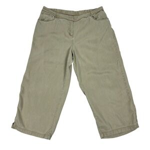 J Jill Pants Womens 14P Cropped Wide Leg Elastic Waist Lyocell Zip Fly Lagenlook